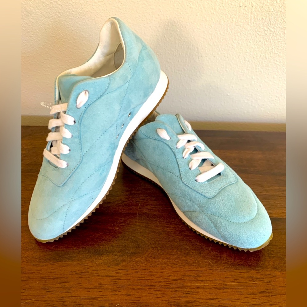 Sam Edelman Reve Women’s Trace Sea Blue Suede Running Sneaker 6 - leather